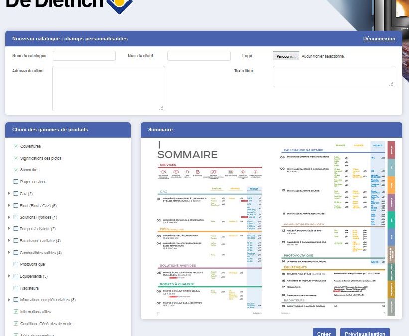 De Dietrich Thermique mise sur le catalogue digital personnalisé par client !